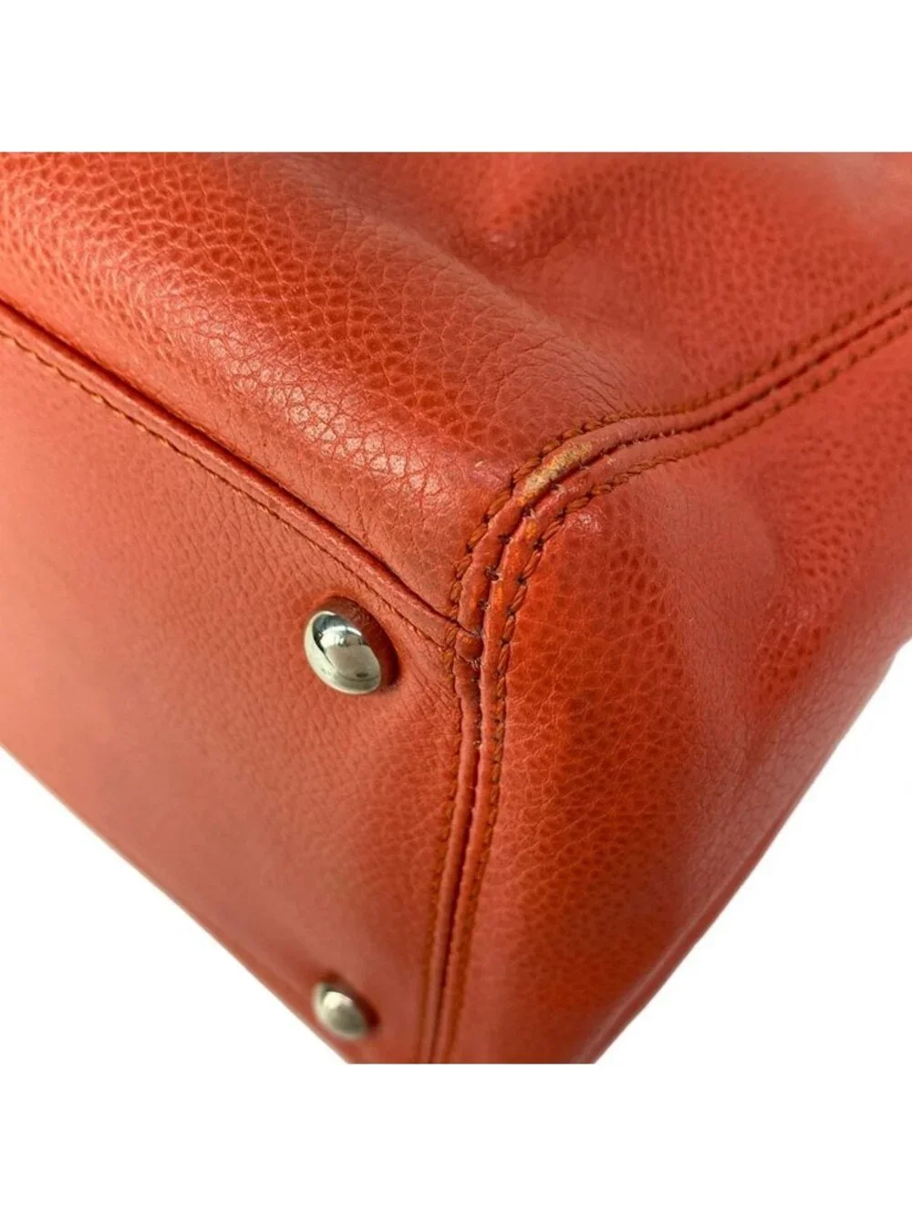 Chanel Tote Executive Line Orange Silver Leather